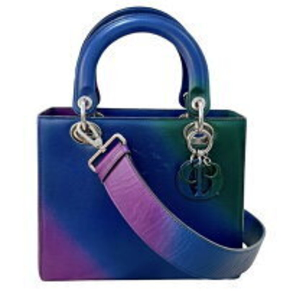 Christian Dior Lady Dior Delight Blue Gradient Silver Shoulder Bag